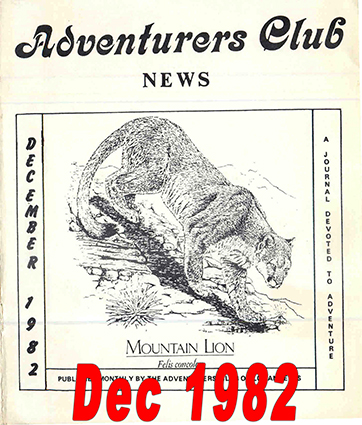 December 1982 Adventurers Club News Cover